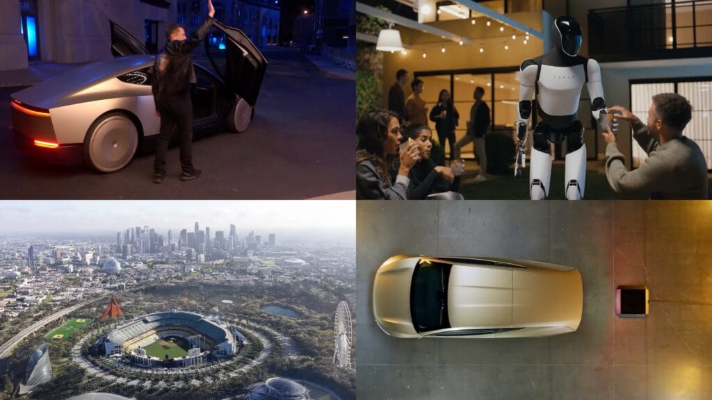 Cybercab Equipped With Pop-Up Doors and Wireless Charging Capabilities, Promoting a Greener City and Enhancing Life with Robotics 